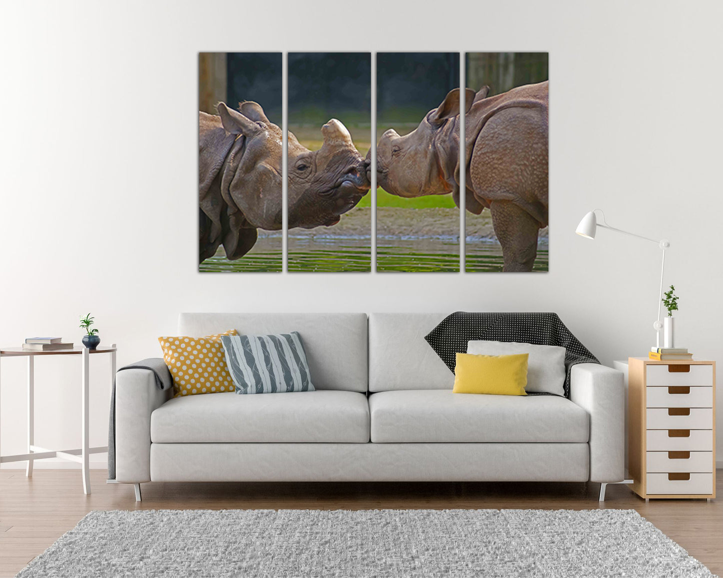 Rhinoceros print on canvas Rhino wall art Animals decor Safari photo Nursery gift