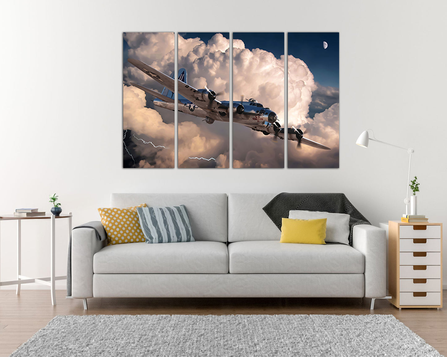 American Aviation print Military Aircraft canvas Airplane wall art Army decor Retro wwii World war plane mechanism