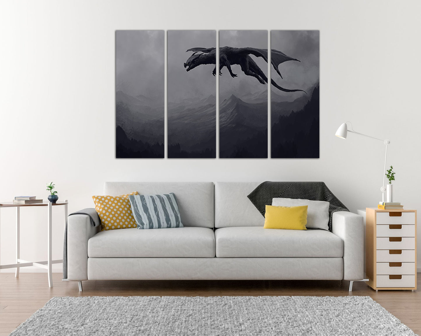 Dragon print on canvas Dragon print Nursery decor Kids wall art Fantasy photo