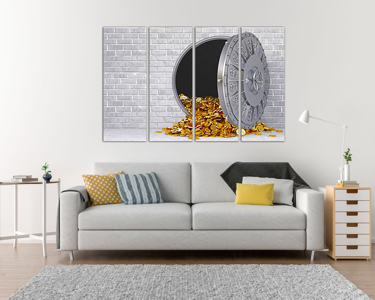 Bank vault Print on canvas Money safe deposit Cash décor Finance wall art Banker gift