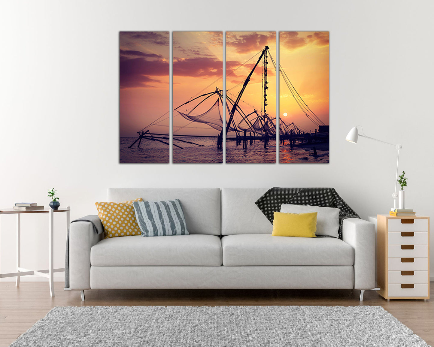 Fishing nets canvas Fisherman gift Sea fishing Ocean art works Fishing gear Seascape