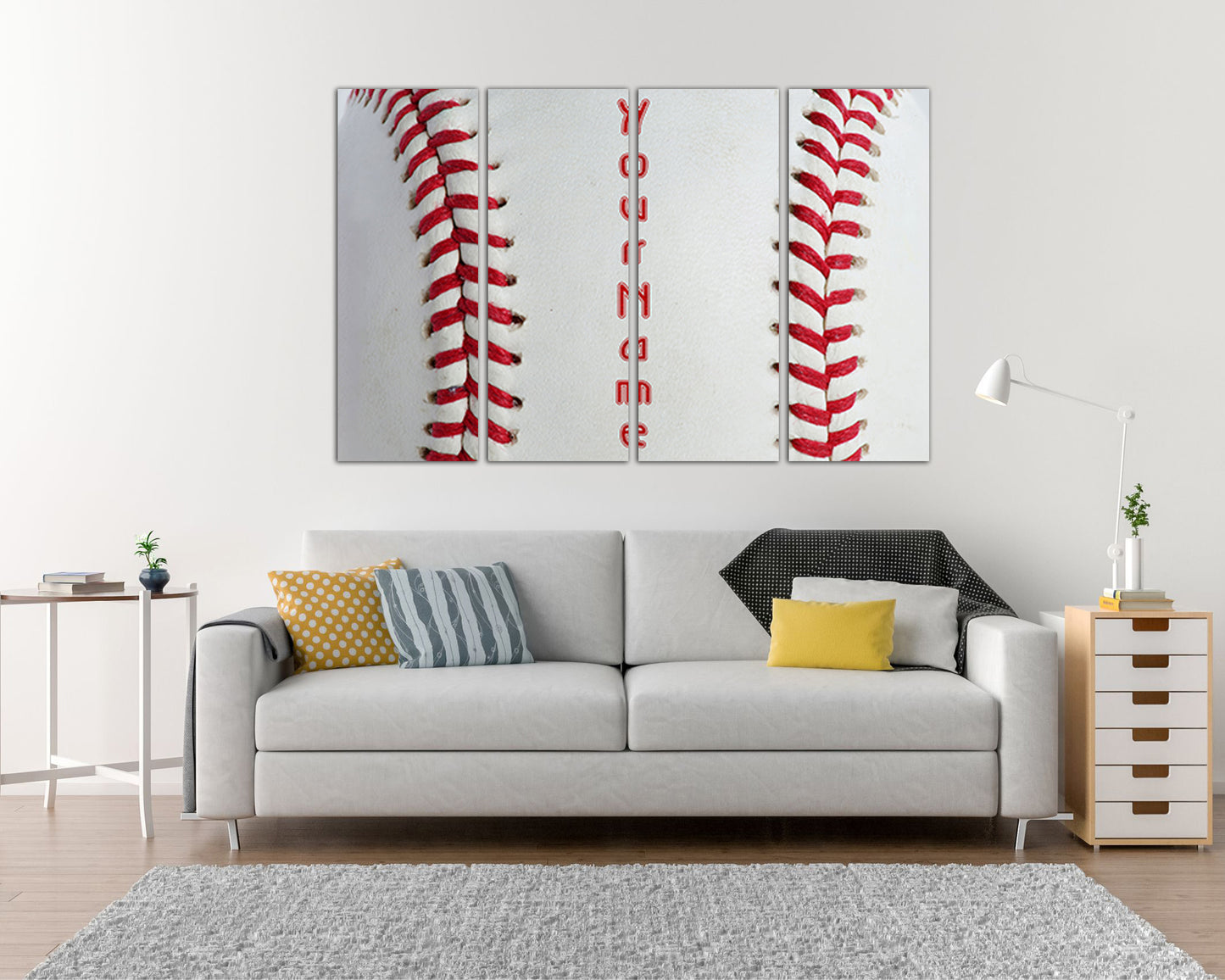 Baseball name sign Boy room canvas Nursery art Ball wall print Sport décor Custom name kids Personalized name
