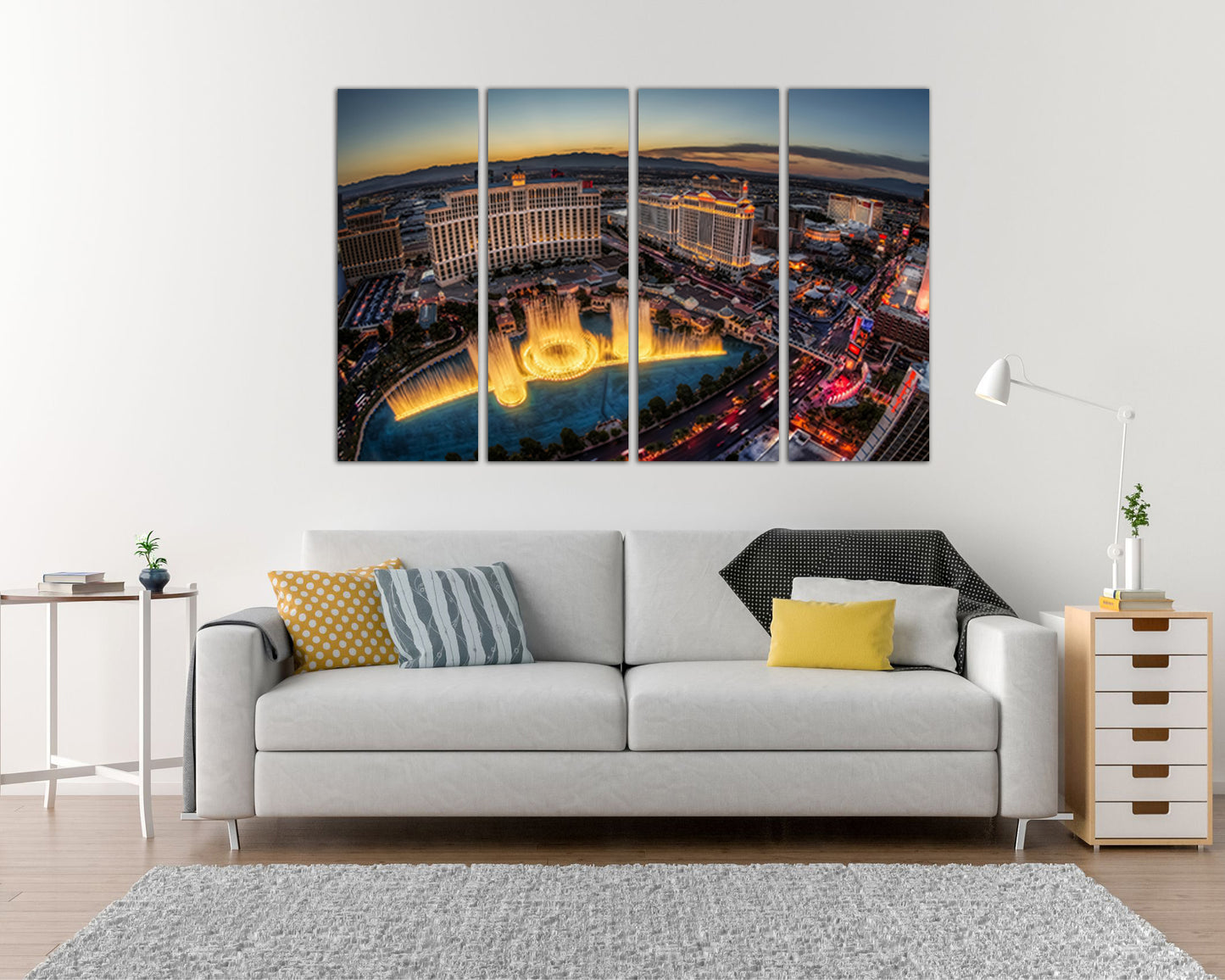 Las Vegas canvas Bellagio Fountain décor Skyscraper art Travel print