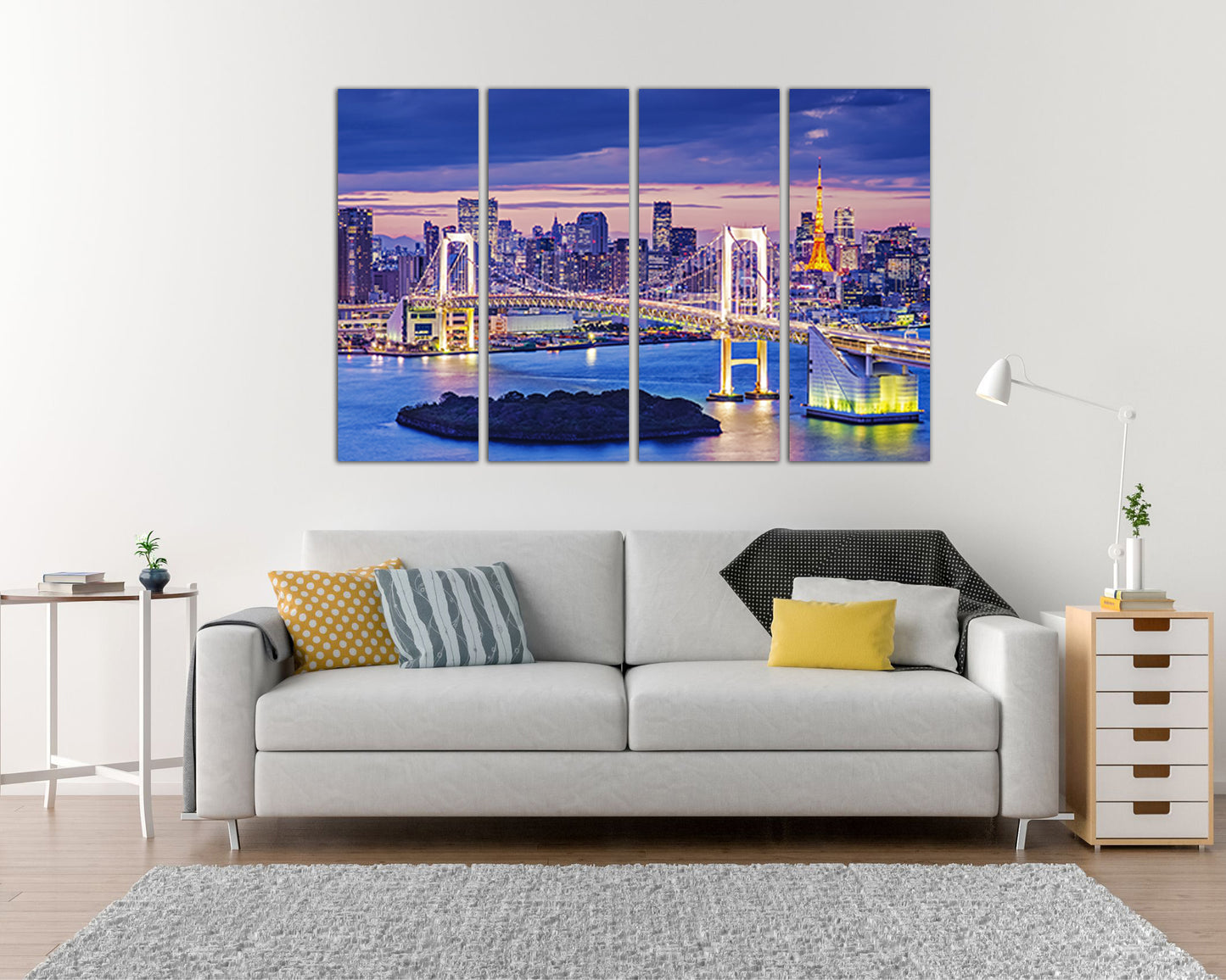 Tokyo canvas Rainbow bridge City wall art Japan gift Travel photo