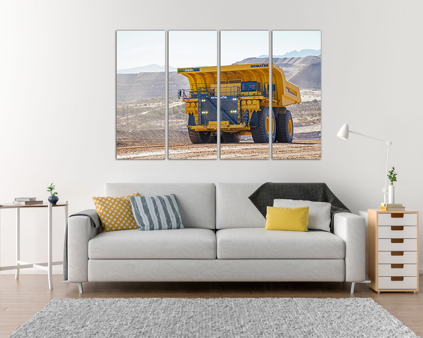 Large canvas set Dump truck canvas Mechanism decor Transport vehicles Truck gift