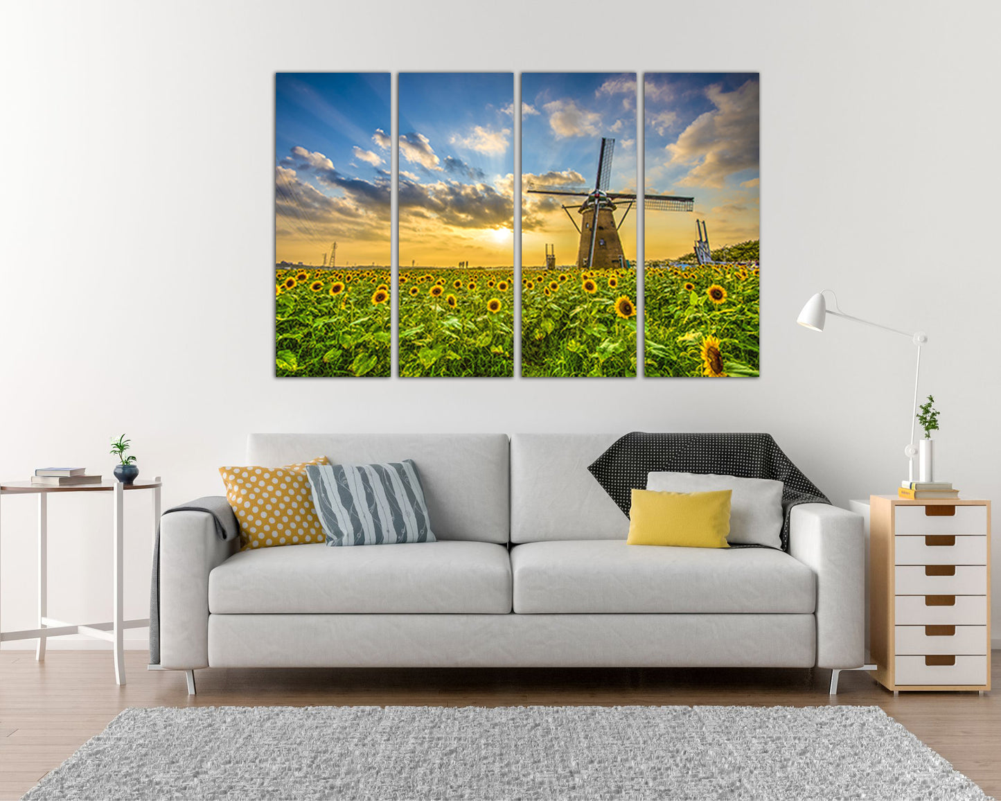 Sunflower canvas Floral wall decor Botanical print Flower nature art