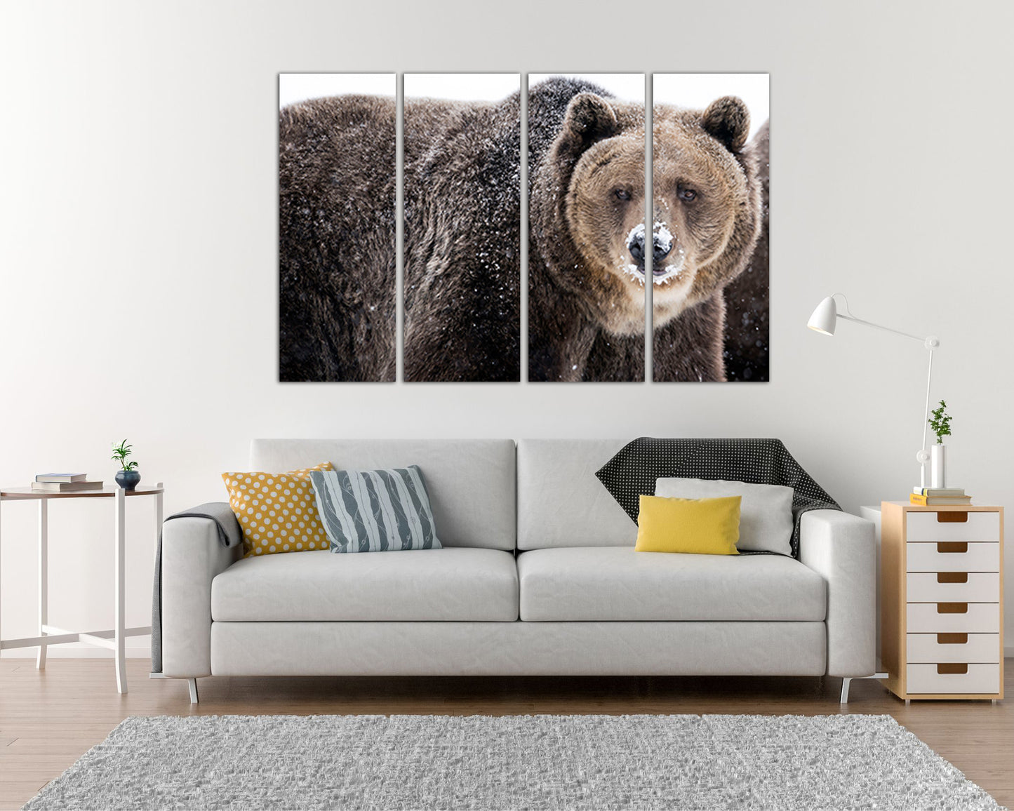 Brown Bear canvas Animals Forest wall art Grizzly print Wildlife decor Ready to hang Contemporary artwork