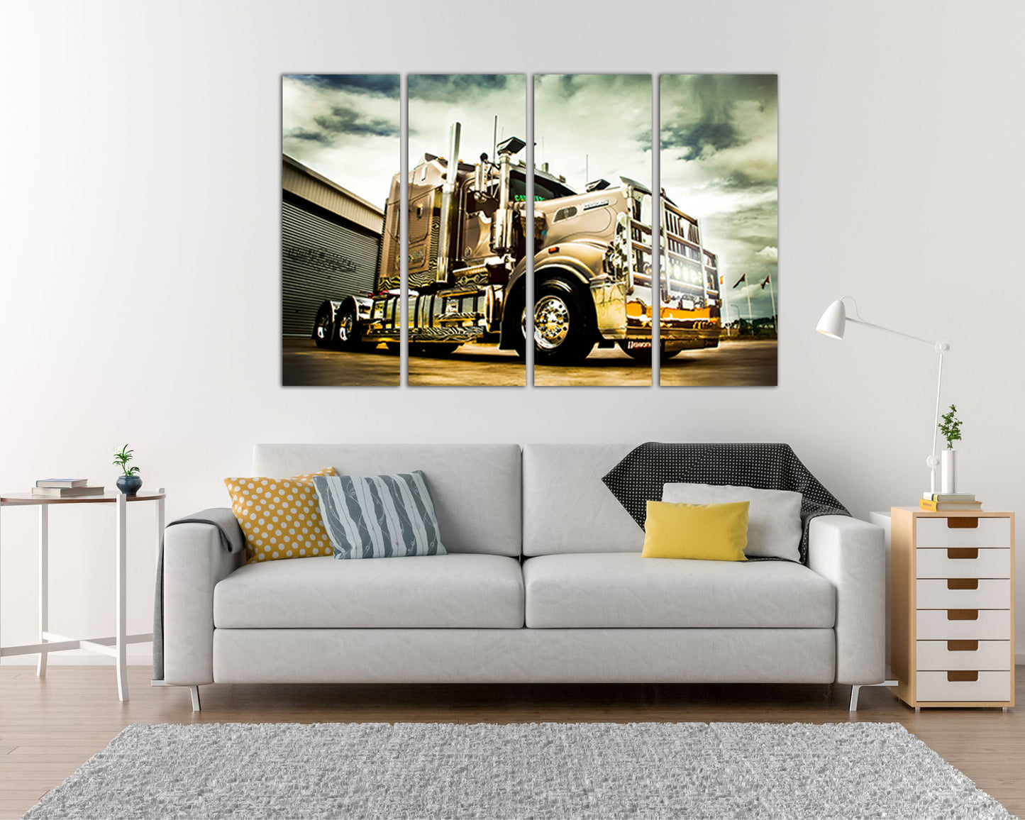Print on canvas Semi Truck Kenworth décor Mechanism print Gift travel
