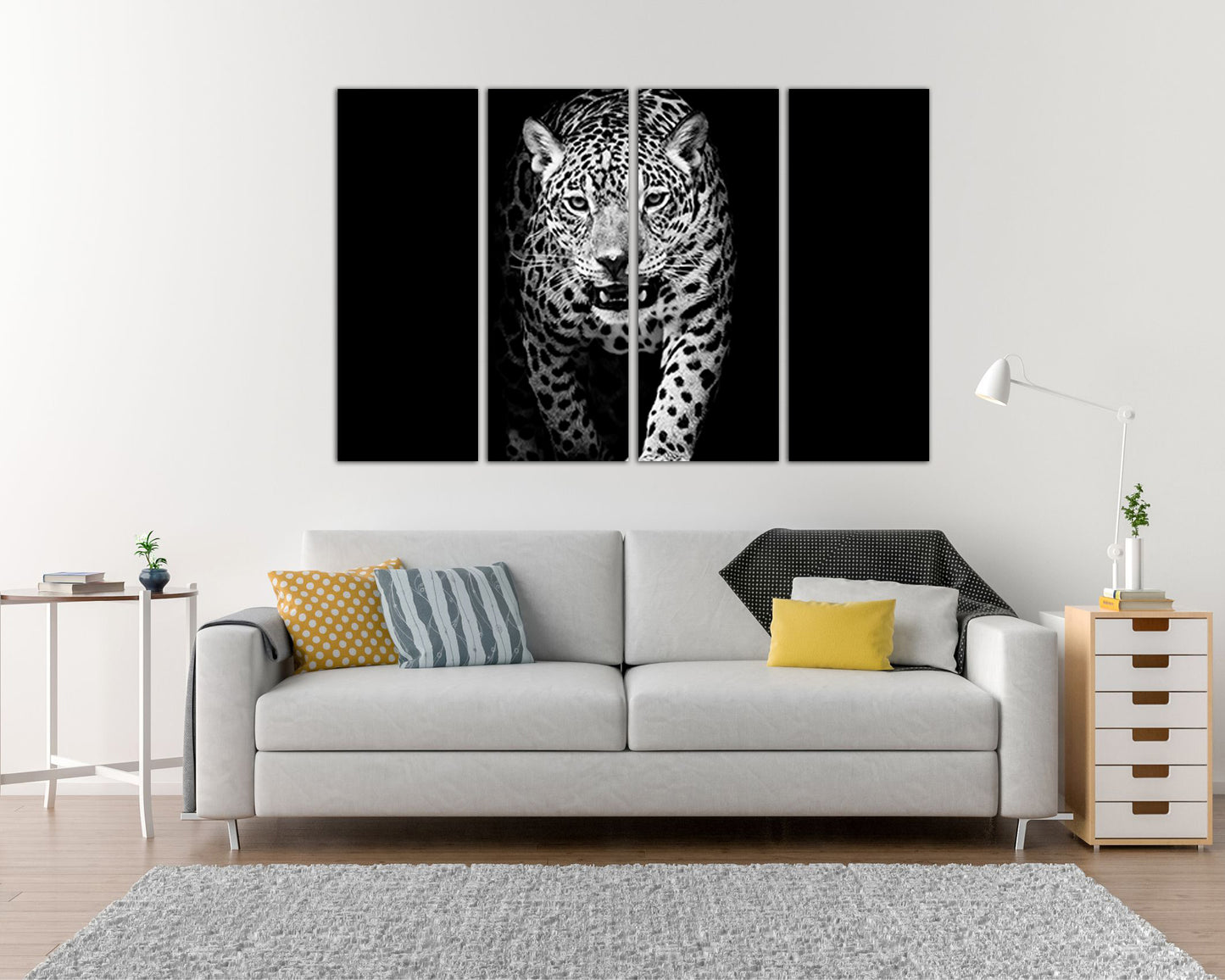 Leopard print art canvas set Animals décor Wild cat artwork