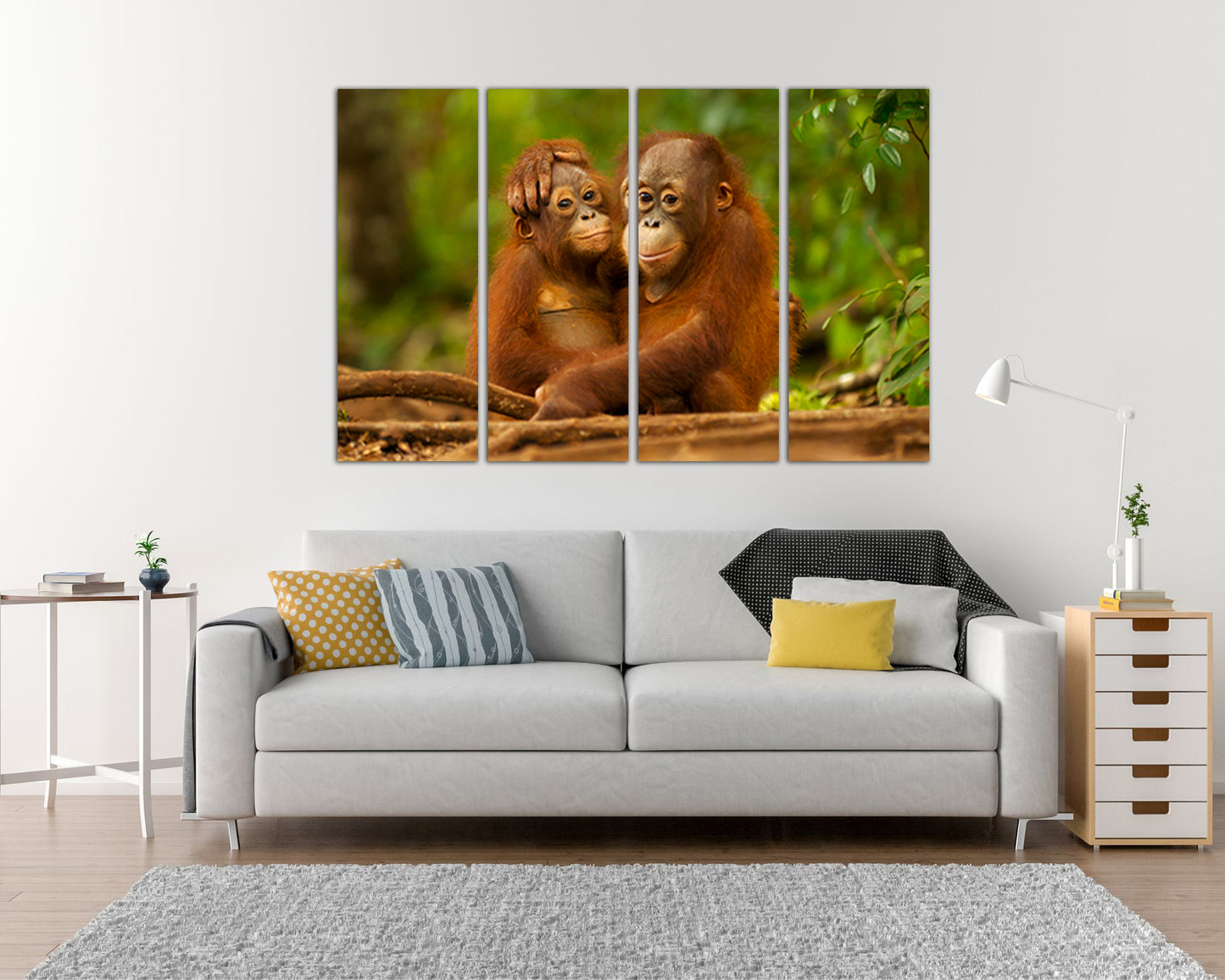 Orangutan print on canvas Monkey wall art Africa animals decor Nursery gift