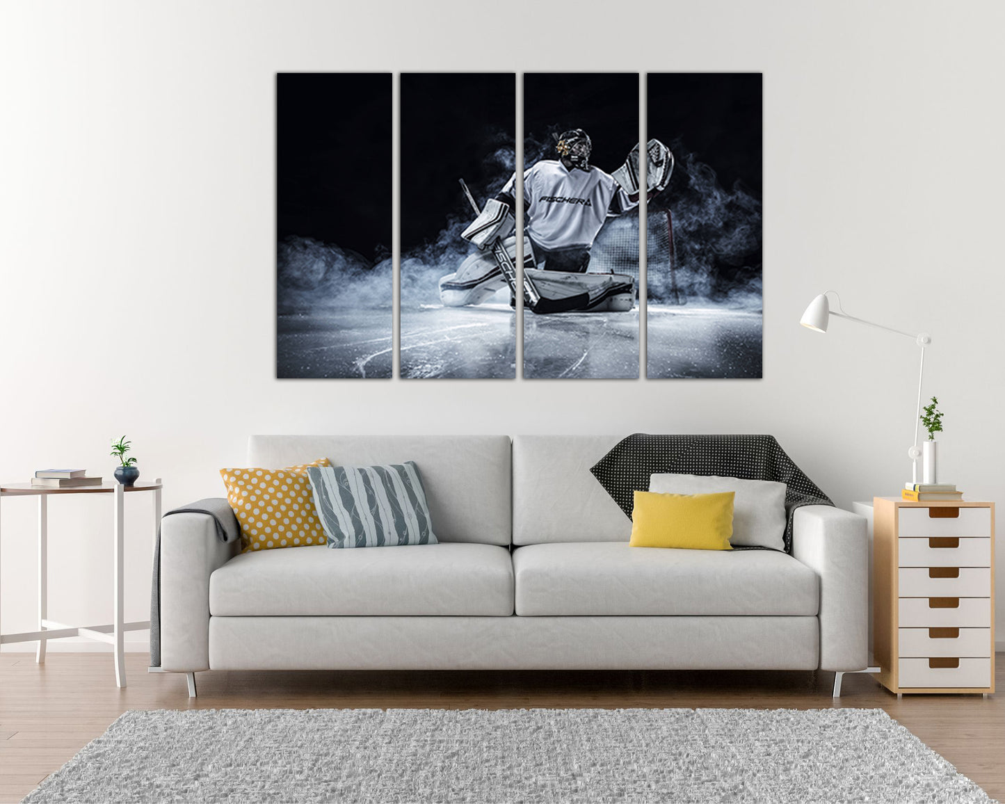 Hockey canvas Ice rink décor Winter sports Gift for boy