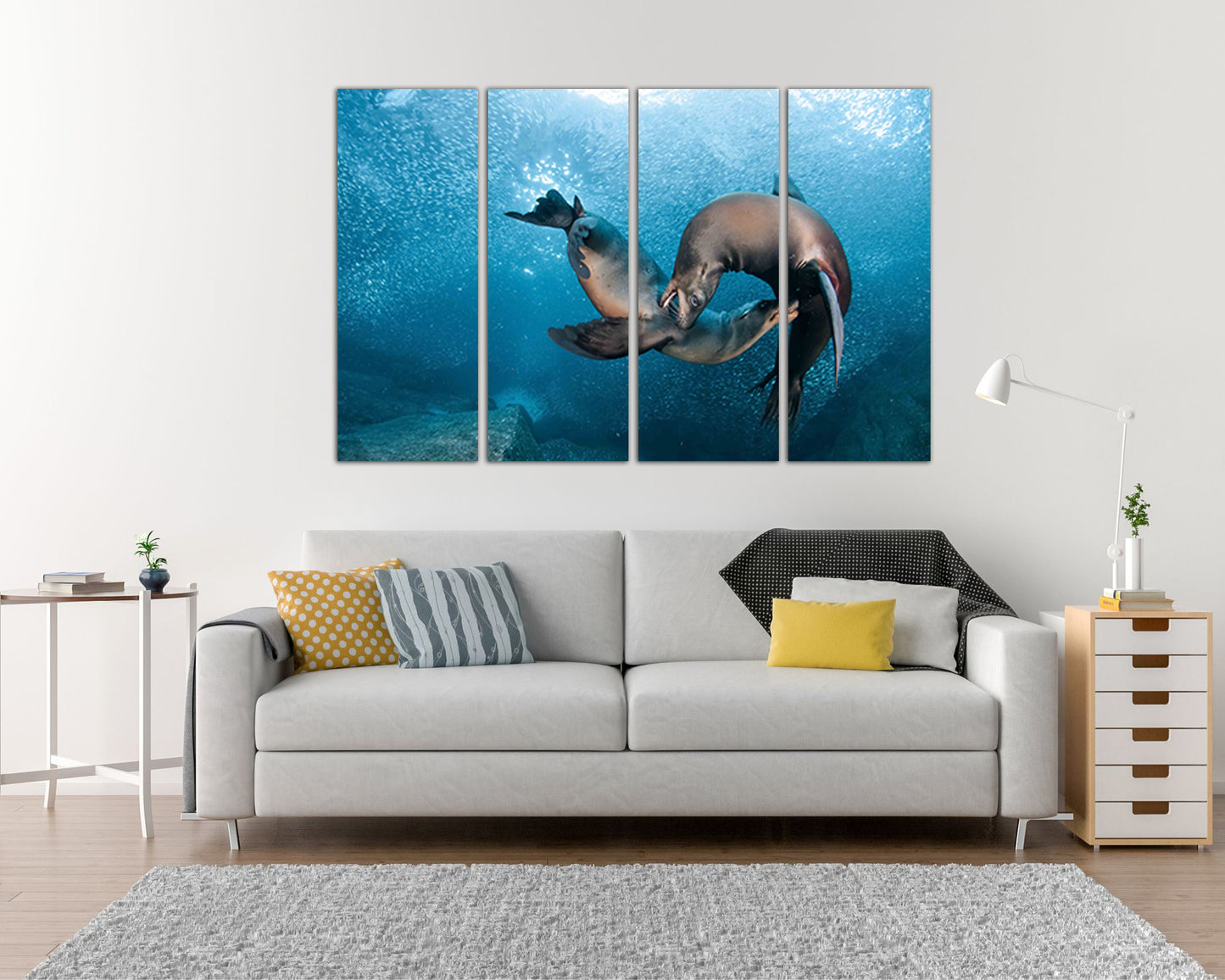 Wall art canvas Lions sea print Marine life décor Animals sea lion Wildlife photography