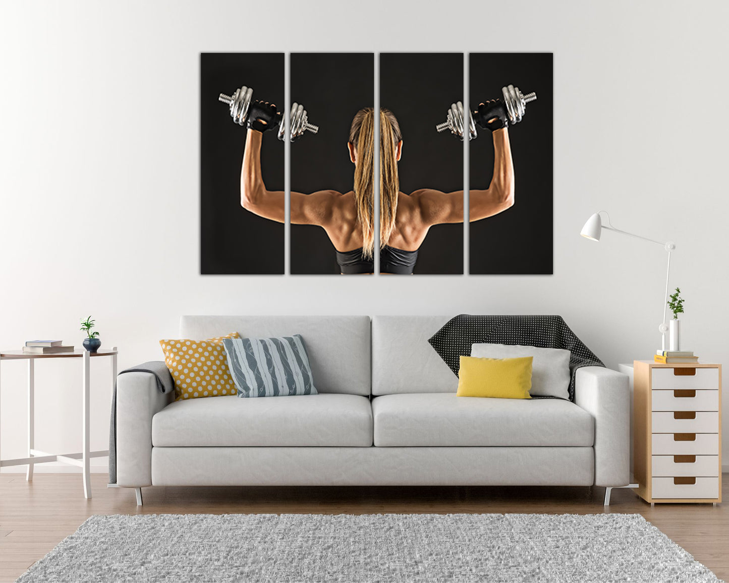 Dumbbell canvas panel Sports training art Gym photo Fitness workout gift