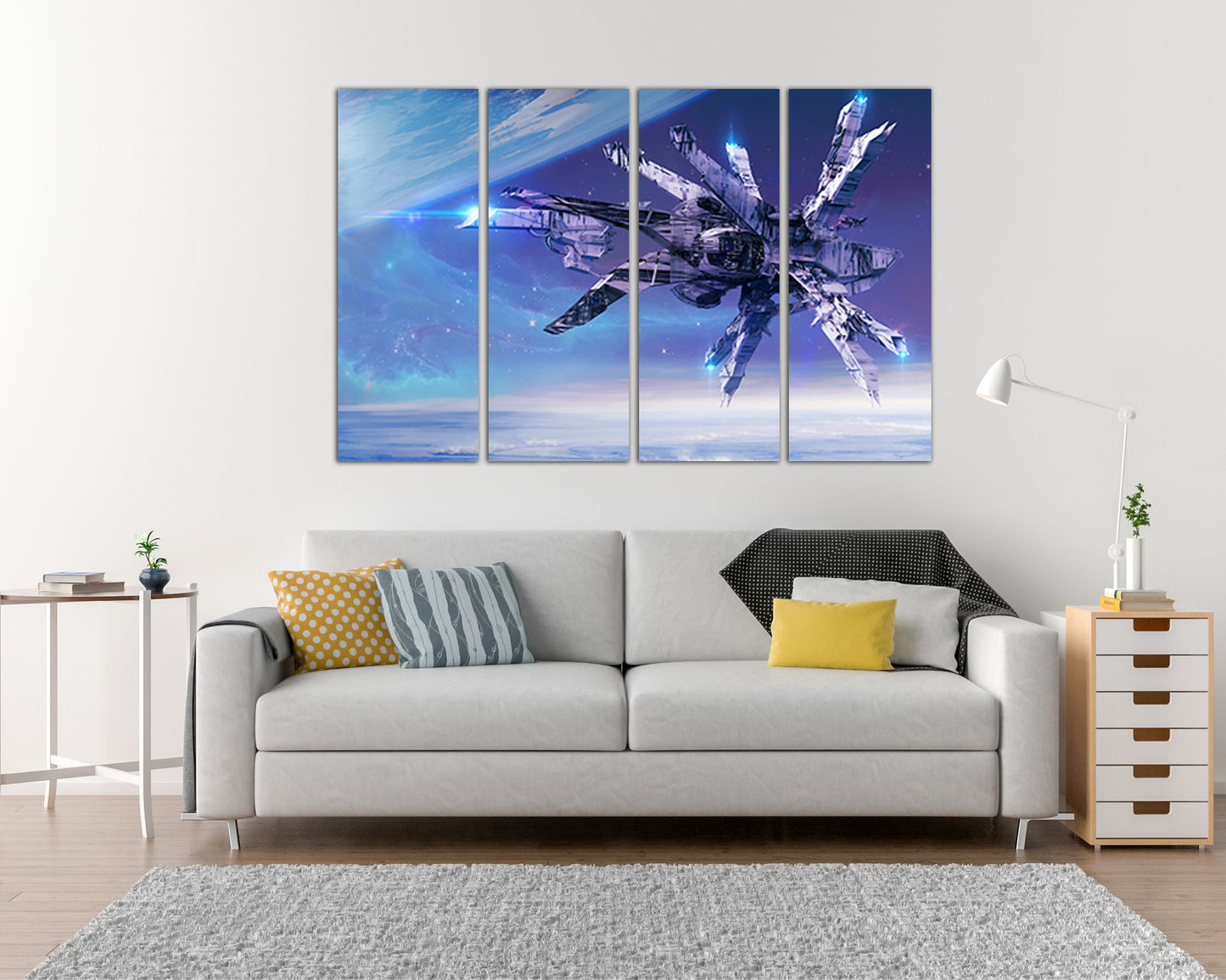 Spacecraft canvas Spaceship print Nursery decor Space artwork Spacecraft Galaxy wall art