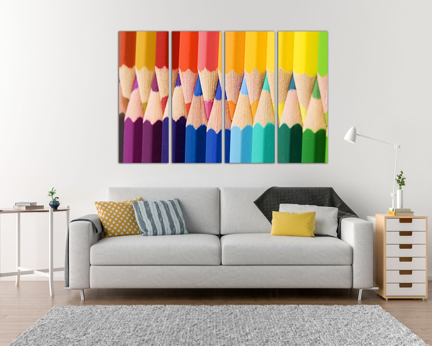 Color pencil canvas Rainbow decor Сolorful wall art Kids gift