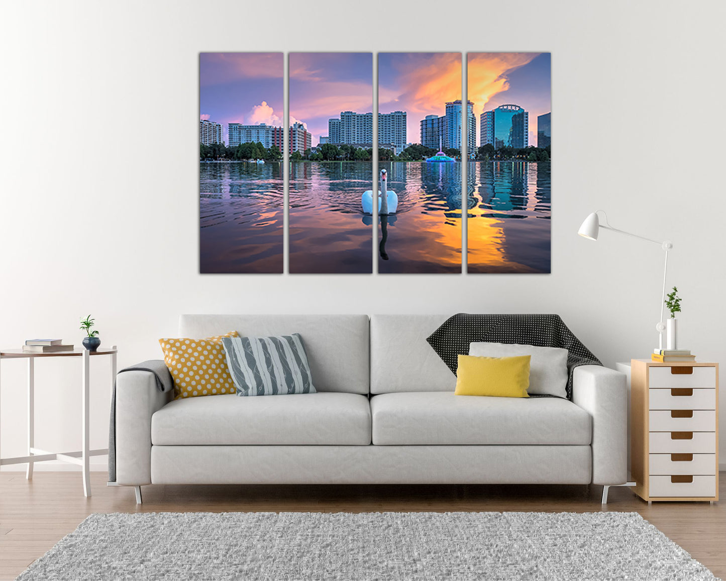Orlando City Lake Eola park canvas Florida décor Skyscraper wall art travel