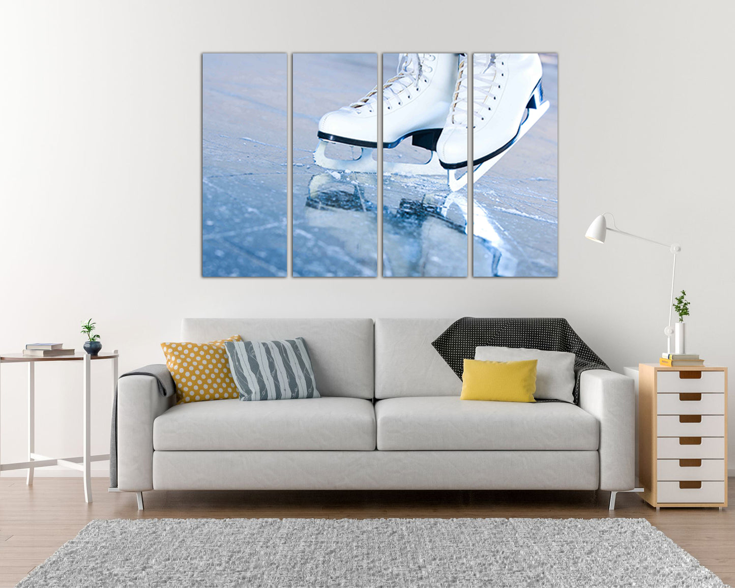 Ice skate canvas Figure skating gift ready to hang