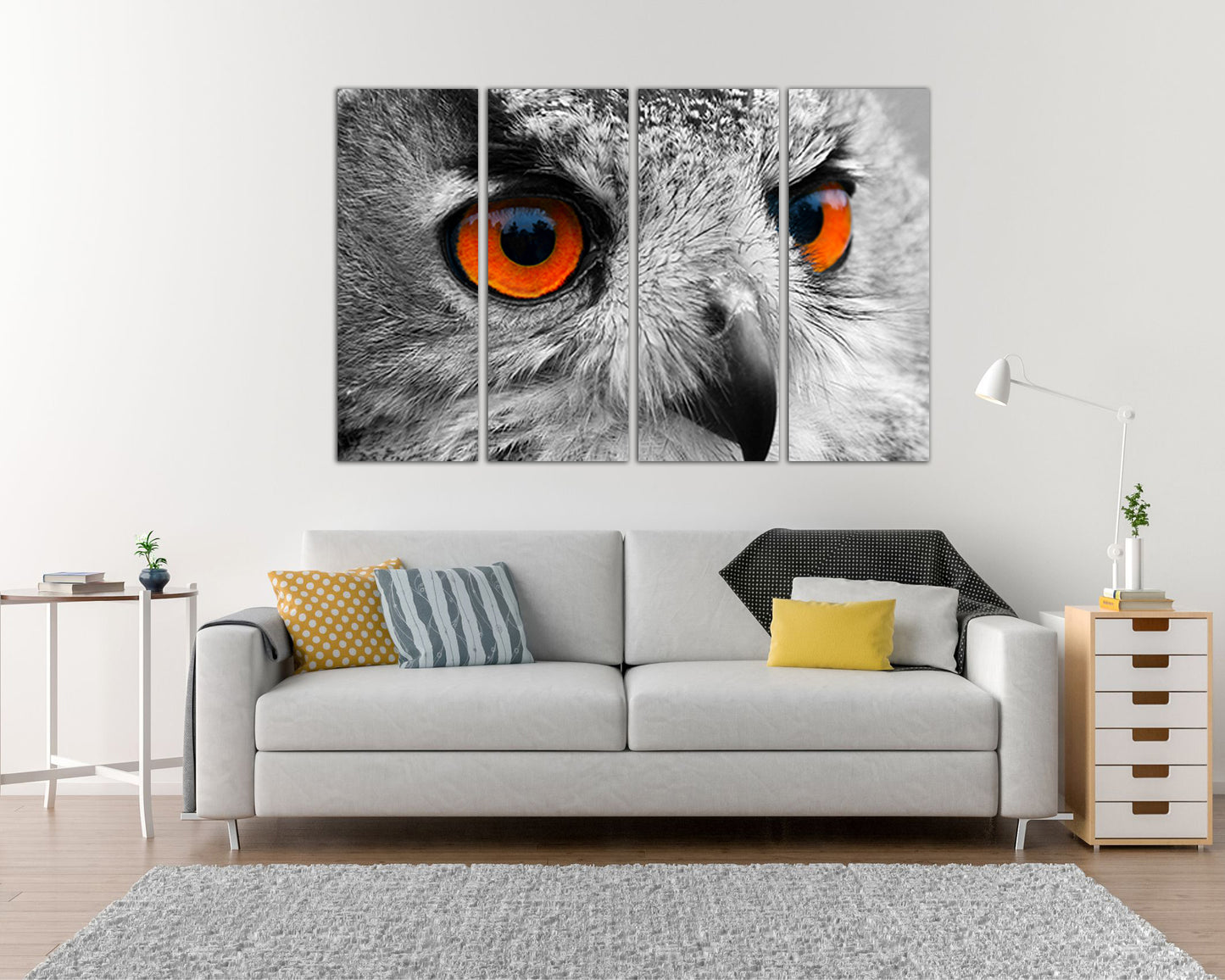 Owl eyes print Animals decor Home canvas Gift bird art