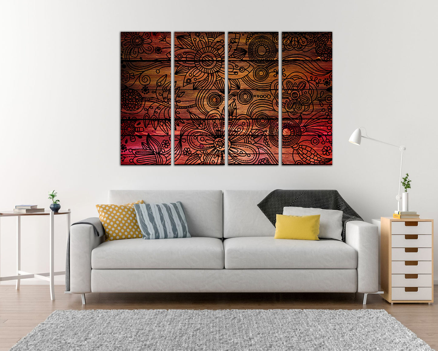 Tree drawing Print on canvas Henna painting Mehndi décor Henna art works Interior design
