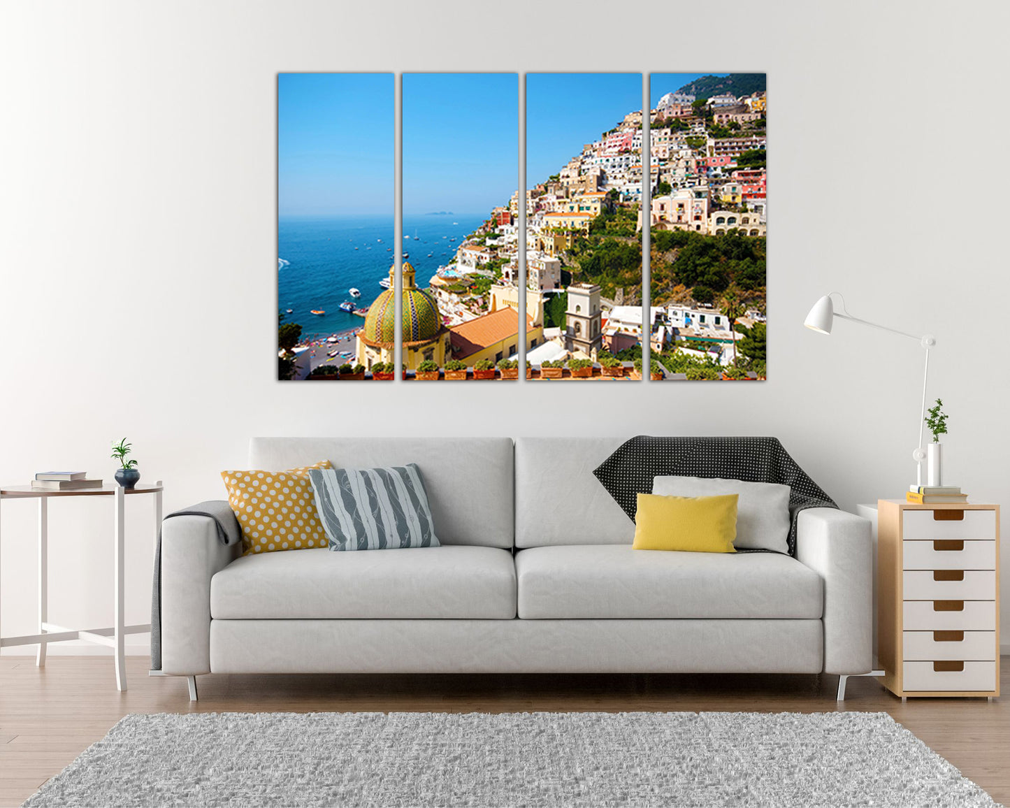 Amalfi coast canvas Positano décor Italy travel wall art Beach print ready to hang