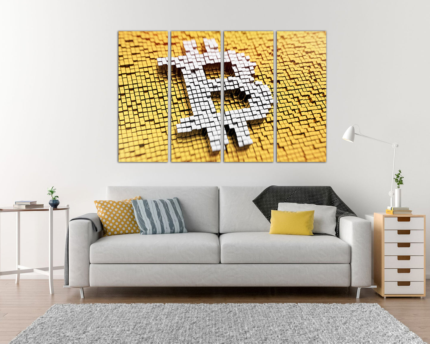 Bitcoin print on canvas Finance art Cryptocurrency Trader gift Blockchain Business gift