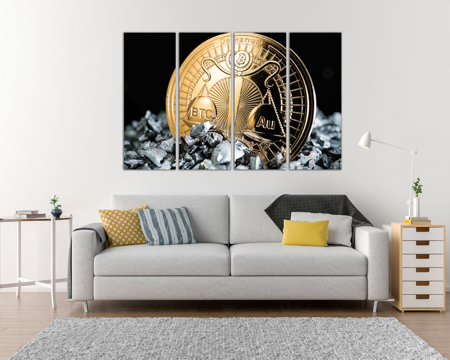 Bitcoin canvas Gold bank Finance wall art Cryptocurrency Trader gift Coin artwork