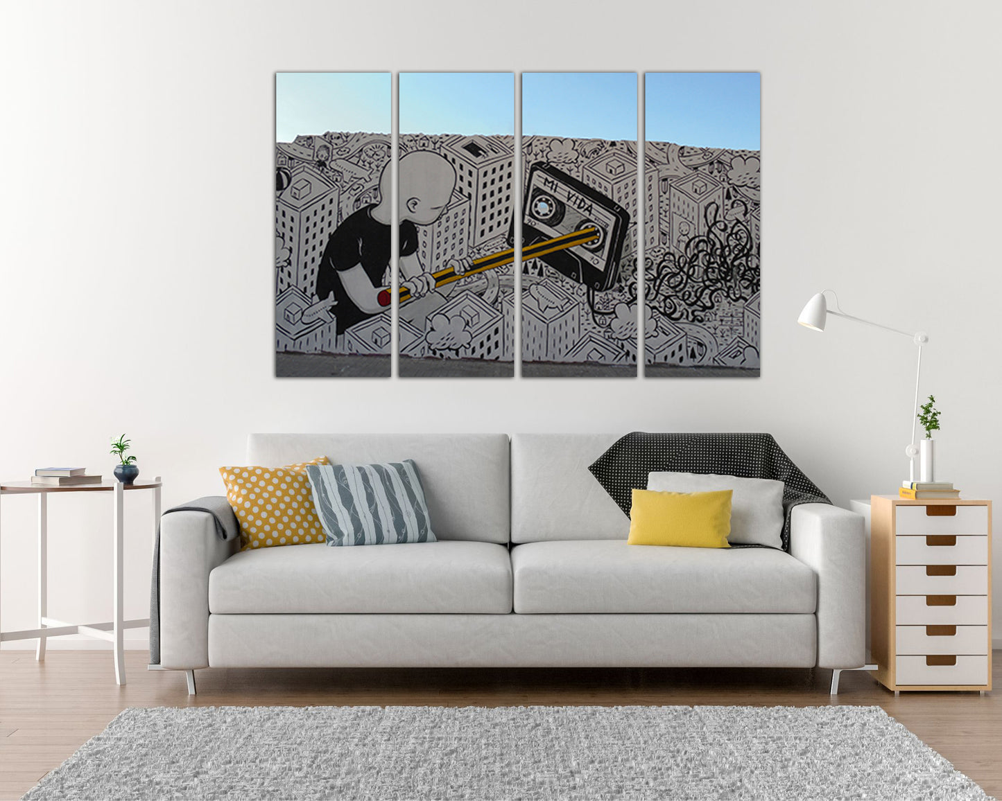 Cassette tape Wall art canvas art decor Graffiti print Music artwork Gift to musicia
