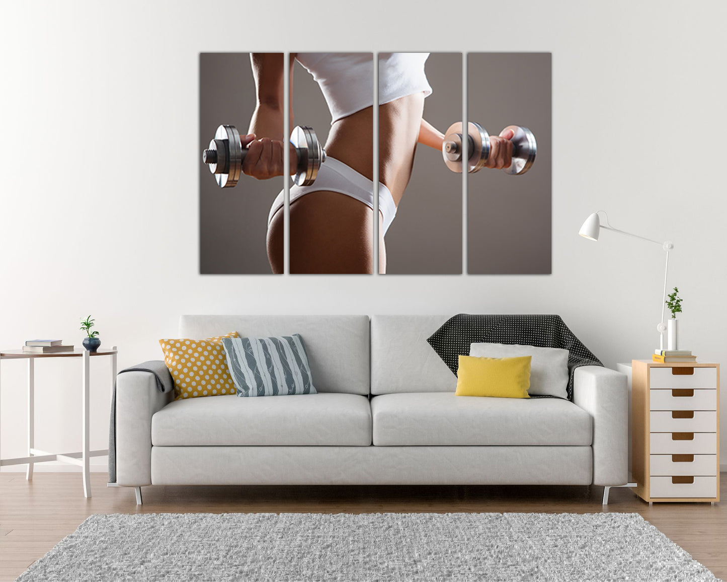 Fitness canvas panel Sports Dumbbell home art décor Gym print