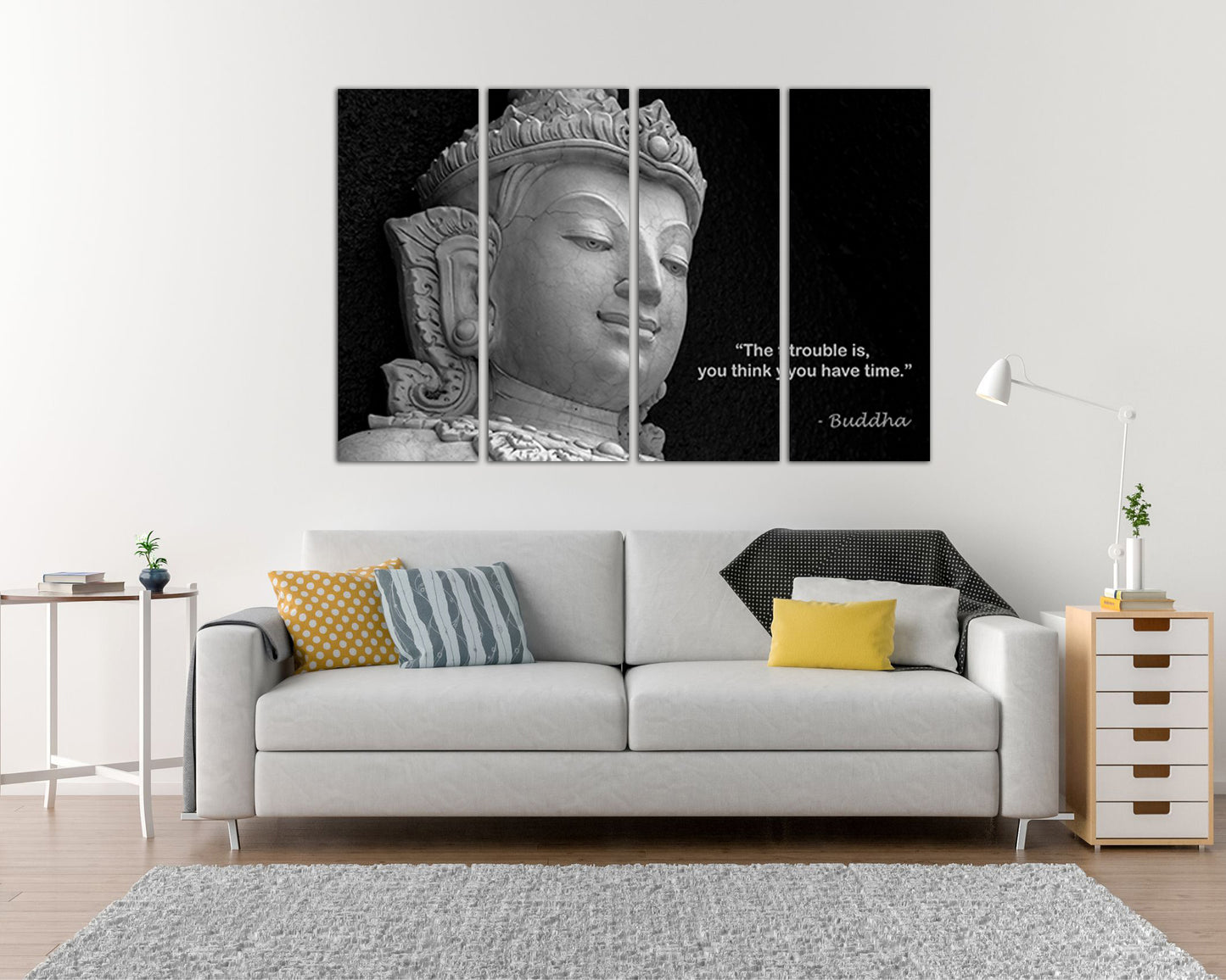 Buddha statue canvas Wall art décor Spiritual artwork Buddhist gift Ancient Asia Buddhism print