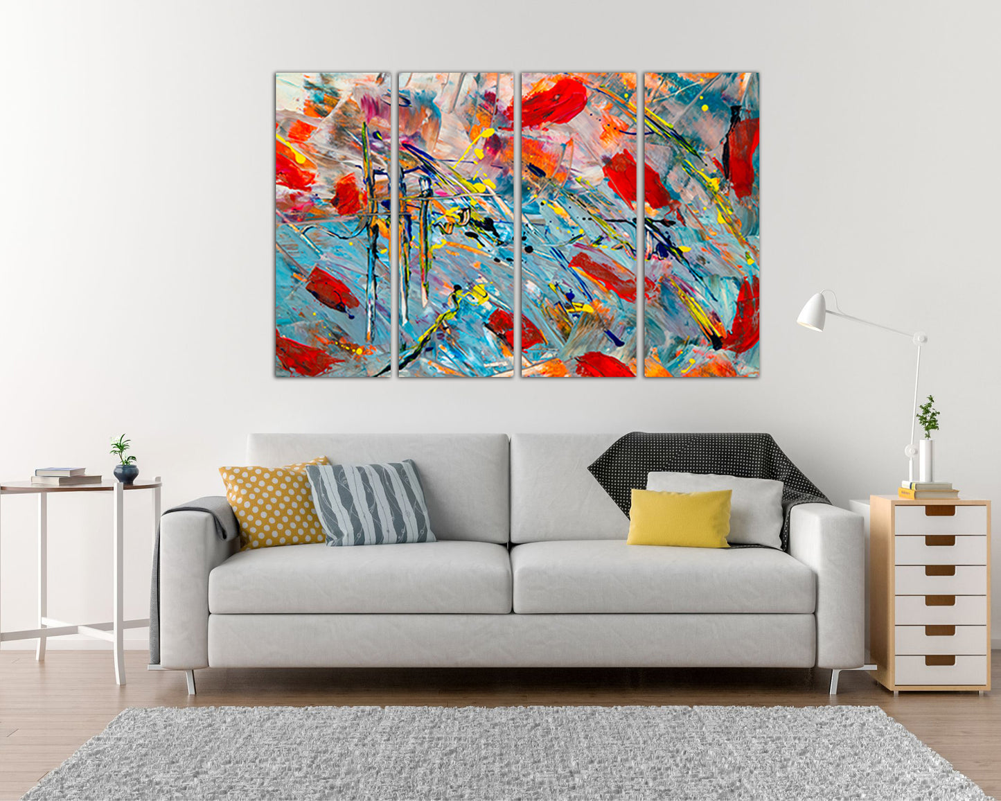 Abstraction canvas Wall art print Expressionism style Abstract painting Red decor Gift to artist