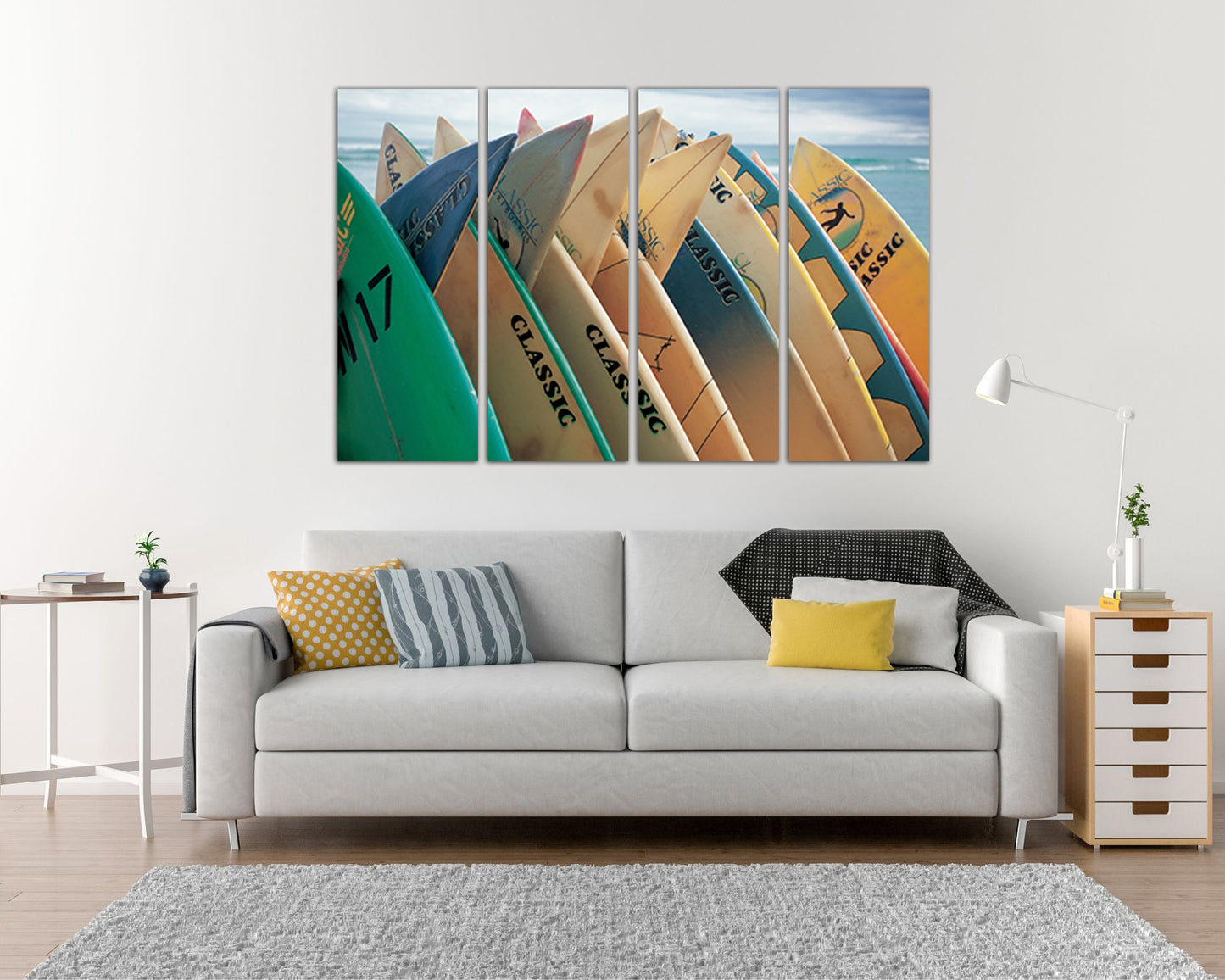 Surfboard Wall art canvas Surfing sports decor Surf print Wave sea beach