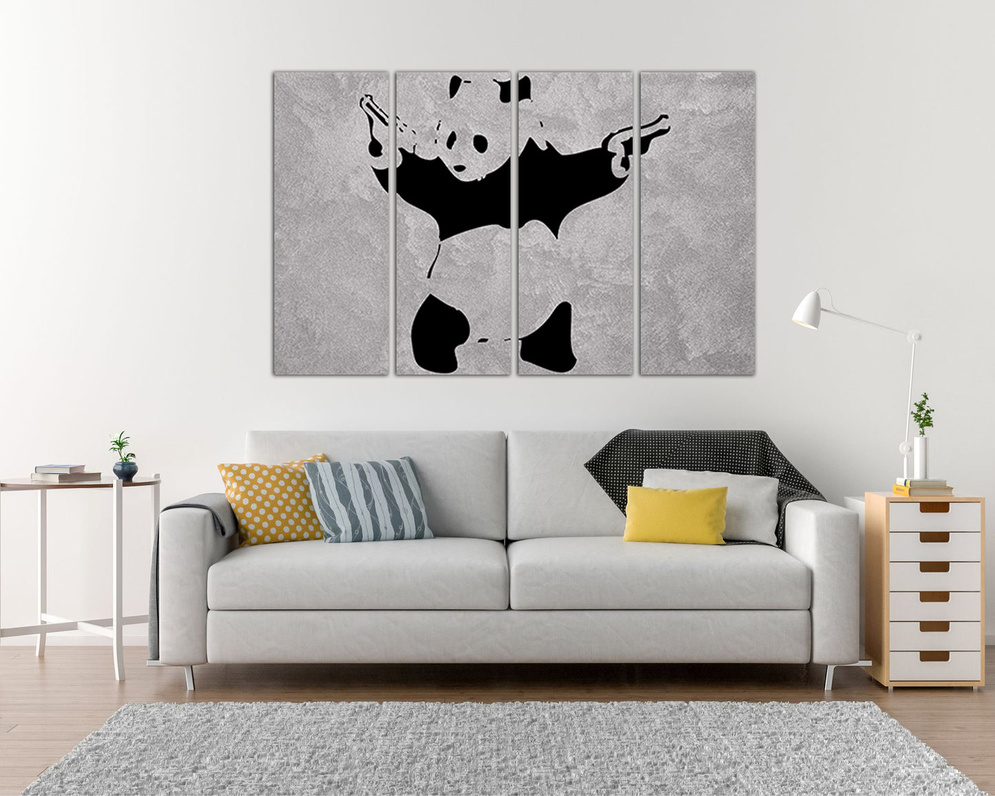 Panda with guns canvas Home wall décor Graffiti prints art Panda gun protest artwork