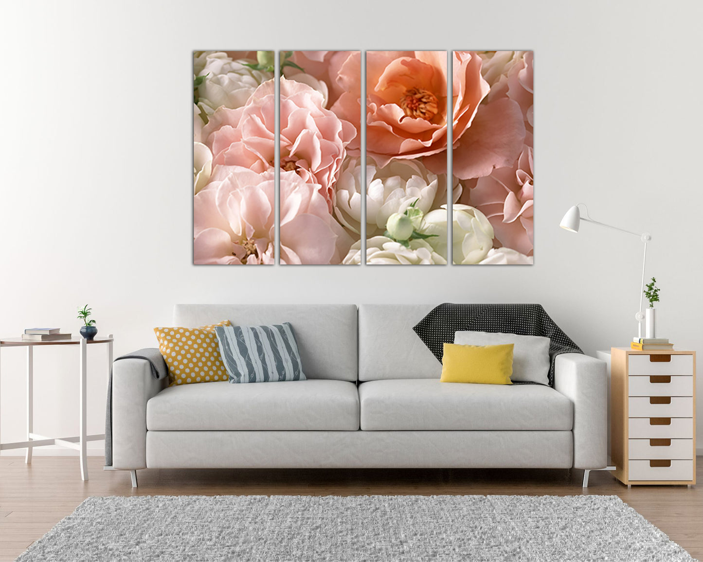 Peony canvas Red Rose wall art Pink Flowers prints Botanical decor Floral gift for woman