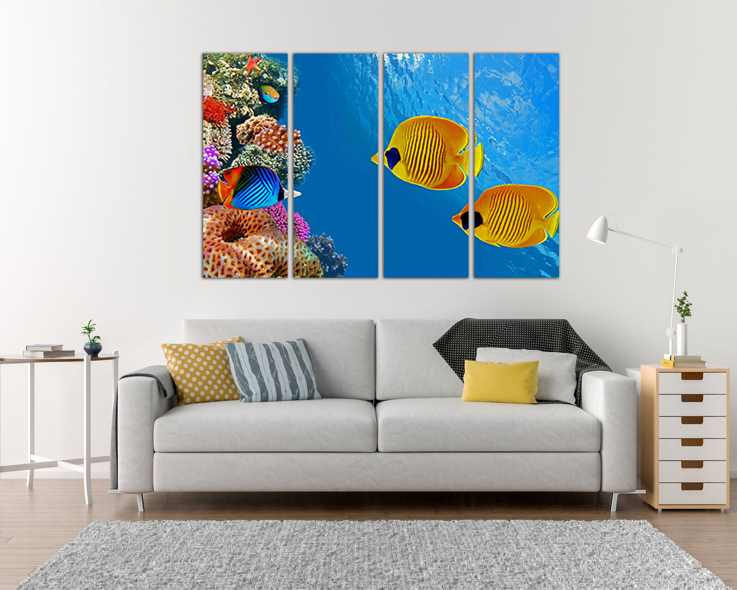 Fish print Fish canvas Fish decor Fish wall art Fish poster Ocean wall decor Sea canvas set Fishing gifts Diving Sea life Coral wall decor