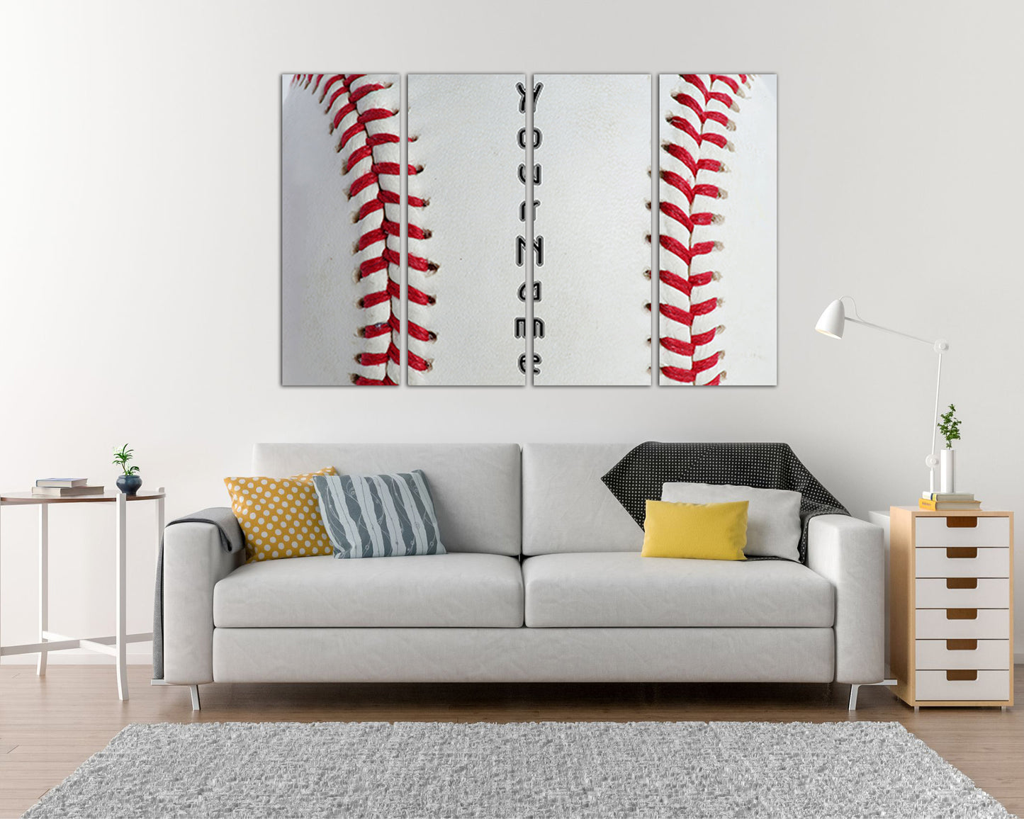 Baseball name sign Boy room canvas Nursery art Ball wall print Sport décor Custom name kids Personalized name