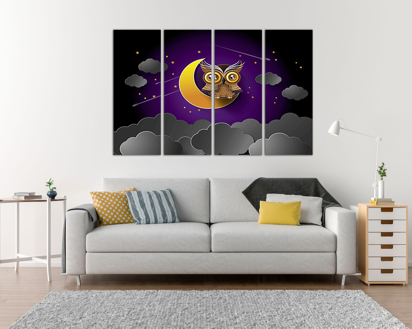 Owl baby print on canvas Kids wall decor Fantasy bedroom Baby gift