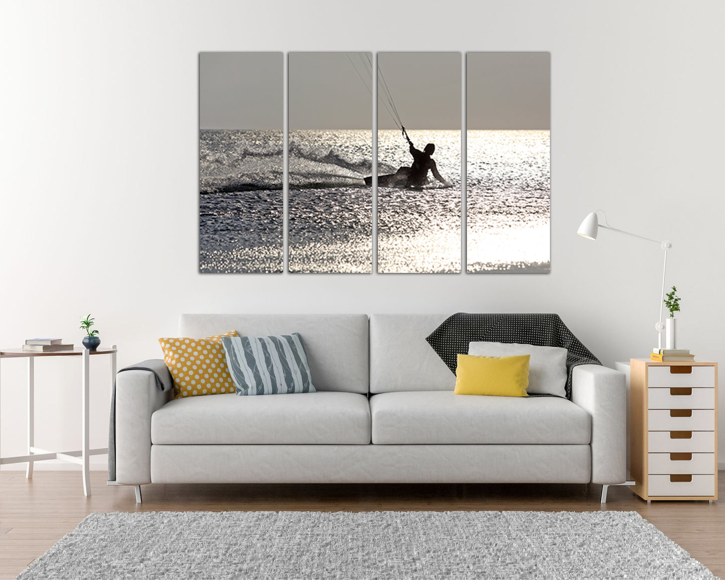 Power kite Surfboard print on canvas Surfing decor sport art Wave photo