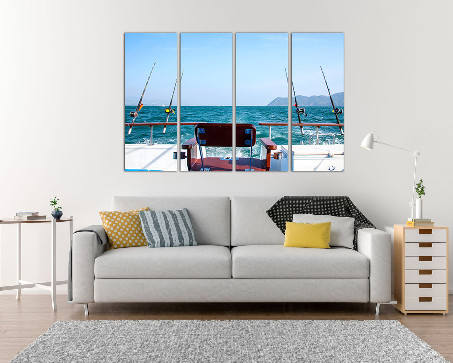 Fishing canvas Gift for fisherman Seascape Fishing rods art works