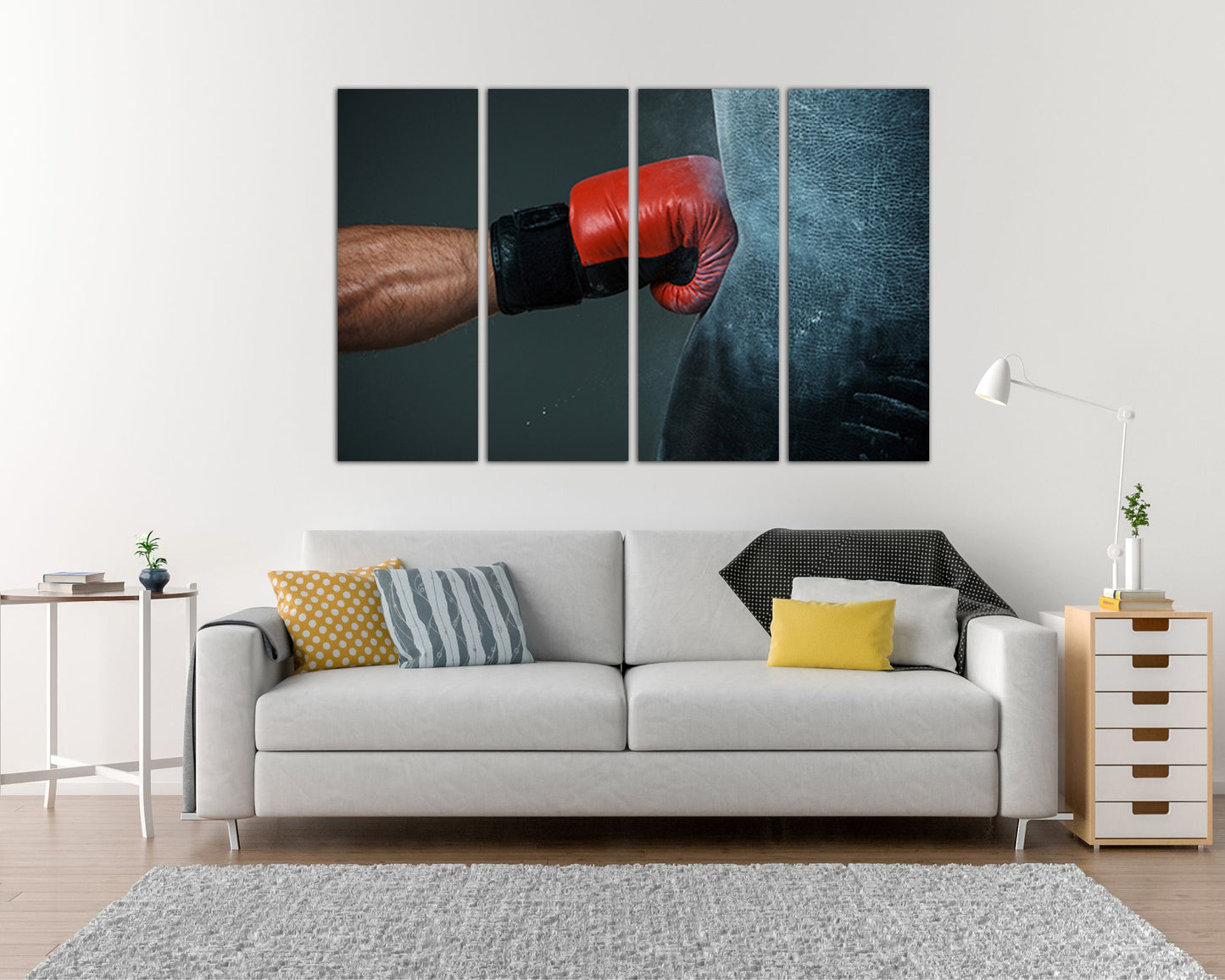 Boxing gloves canvas gallery wrap Sports décor Gym wall art Punching bag Kick in boxing