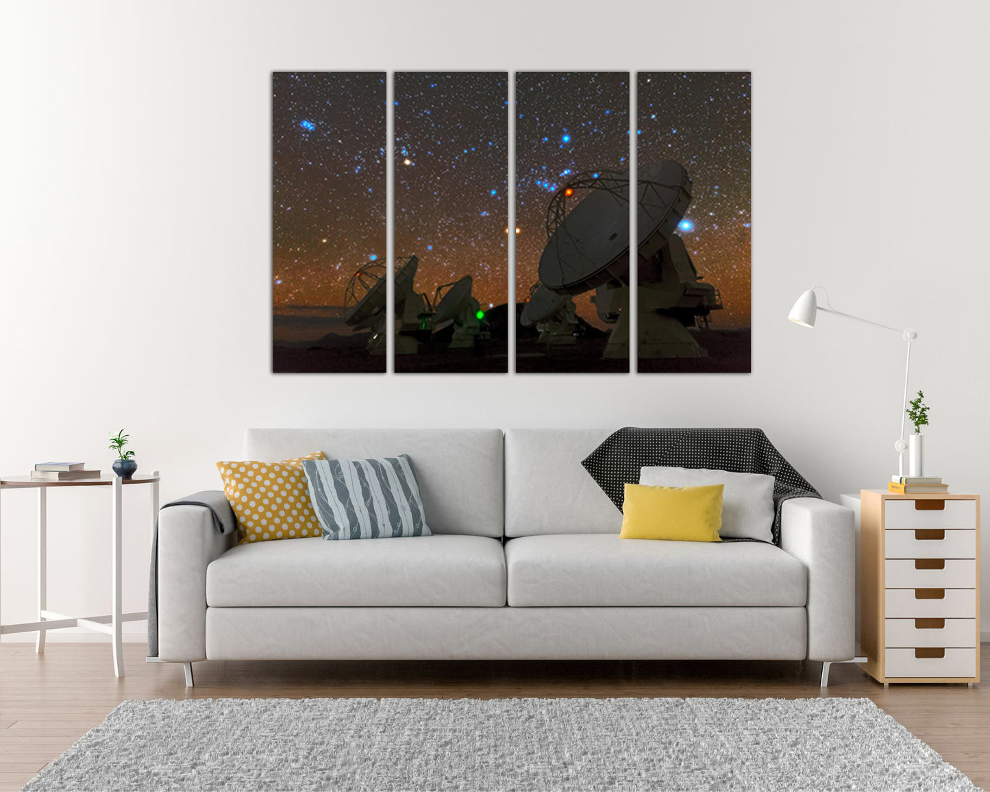 Telescope space canvas Mechanism decor Astronomy planets prints Star sky Radio astronomy
