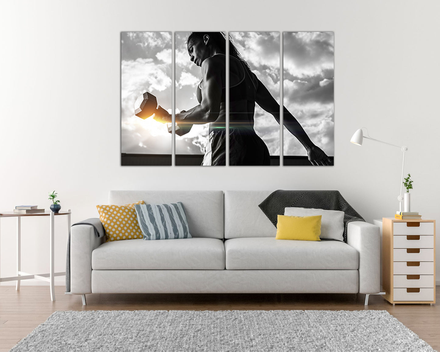 Fitness canvas Sports décor Gym print Dumbbells Workout Boy gift ready to hang