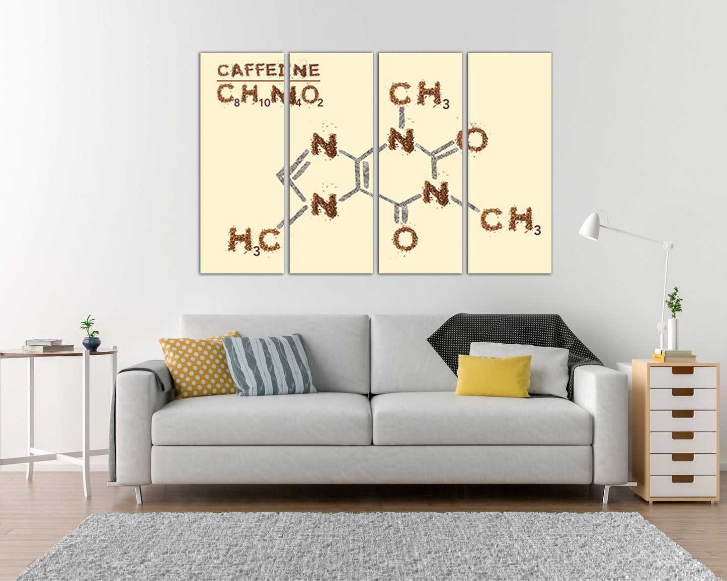 Caffeine Coffee lover Chemical canvas Science decor Barista gift Molecular formula art works