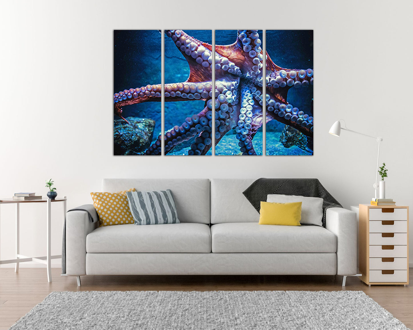 Wall art canvas Octopus Animals decor Nautical print Marine life Gift baby art