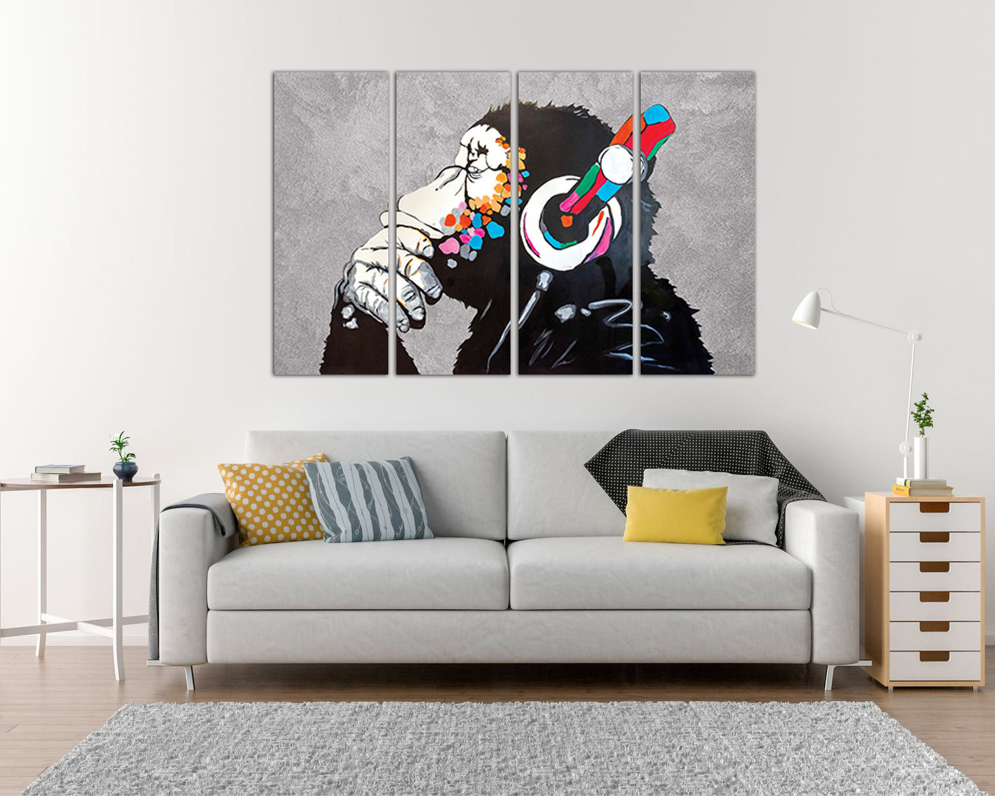 Dj Monkey canvas Music print art decor Graffiti artwork Ready to hang