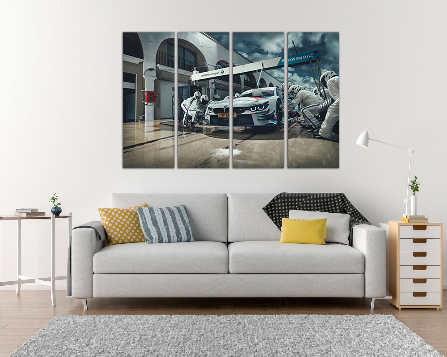 Multi panel canvas Car wall art Mechanism print Transport Muscle Automobile racing Pit stop Nursery art