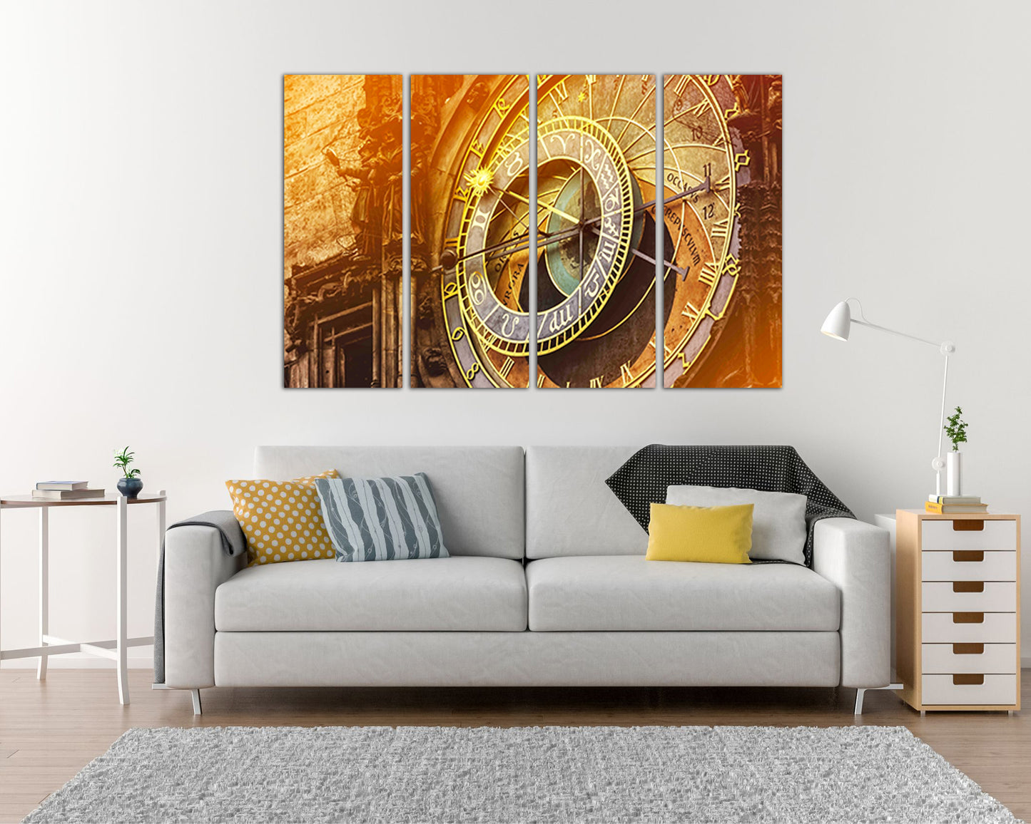 Print on canvas Astronomical clock Prague Czech art Mechanism decor