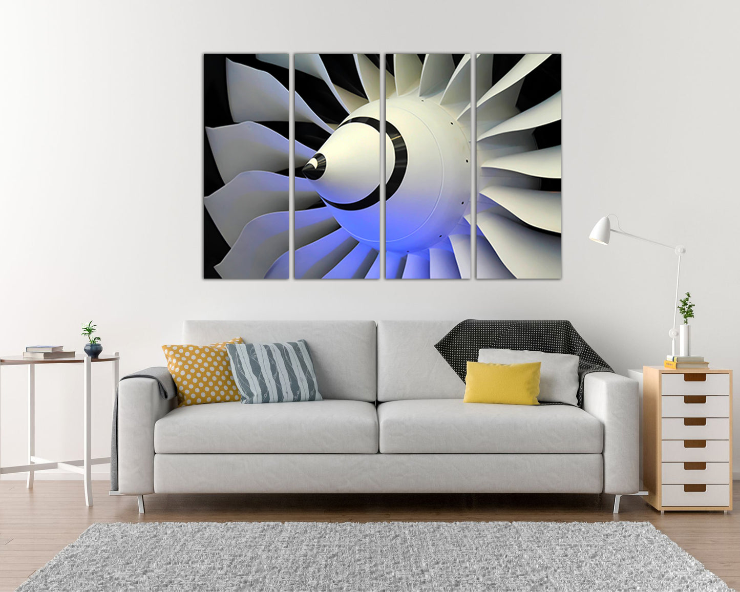 Aircraft turbine canvas mechanism engine Aviation print