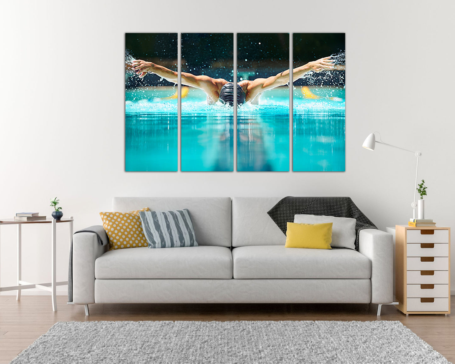 Swimming canvas Sports decor Swimmer print Water art Butterfly ready to hang