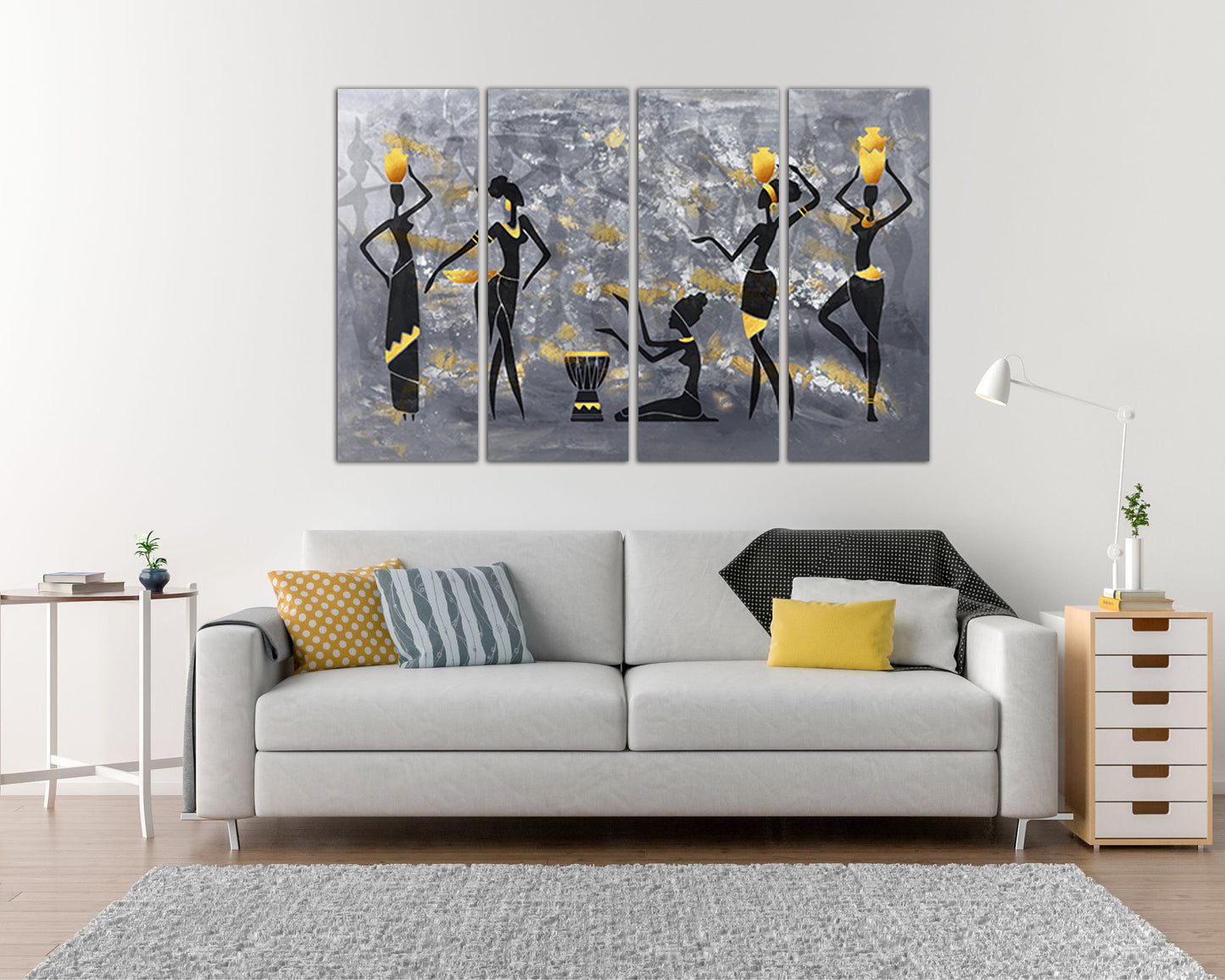 African dancing girl decor Black woman canvas Africa wall art works Ethnic print