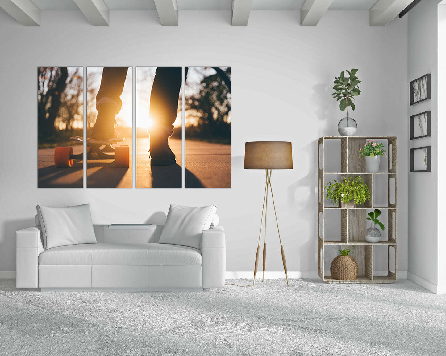 Skateboard prints Wall art canvas Sports décor Skateboarder décor Skate gift Sunset